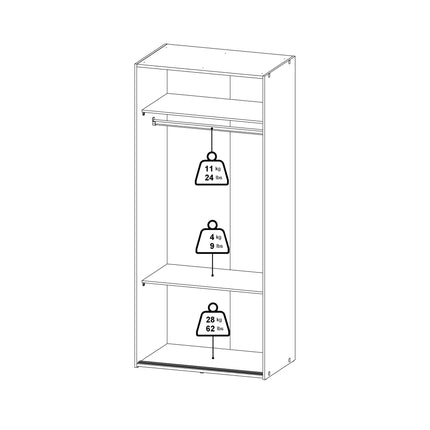Home Space - Wardrobe with 2 Sliding Doors in White
