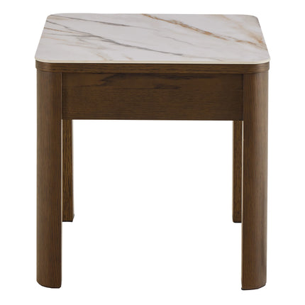Southampton Square Side Table 1 Drawer Cream Ceramic Marble Top