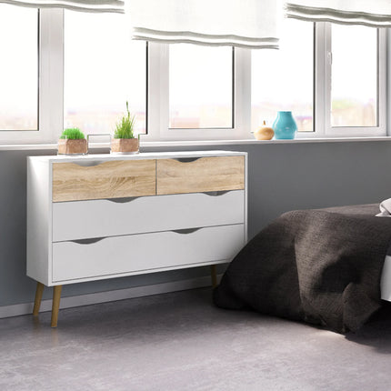 Oslo Chest Of 4 Drawers In White And Oak – Scandinavian Storage Chest
