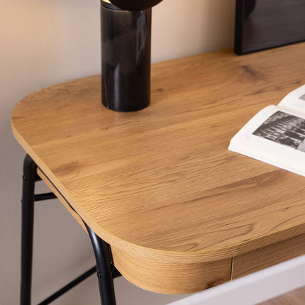 Blueton - Office Desk with 2 Drawers in Black and Oak