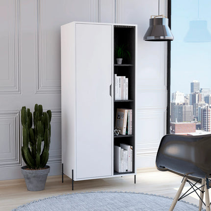 Dallas - Bookcase - 1 Door & 7 Shelves with Metal Legs