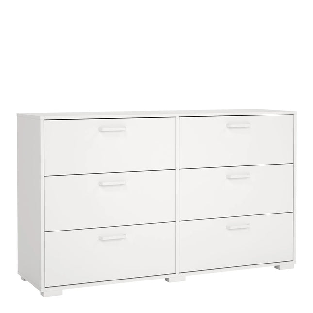 Sofia Double Dresser 6 Drawers in White & Jackson Hickory