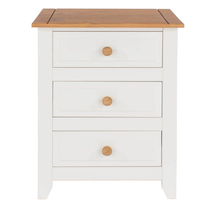 Capri - Bedside Table - 3 Drawer & Antique Waxed Pine Top