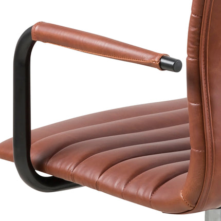 Winslow Swivel Desk Chair With Adjustable Height In Vintage Brandy
