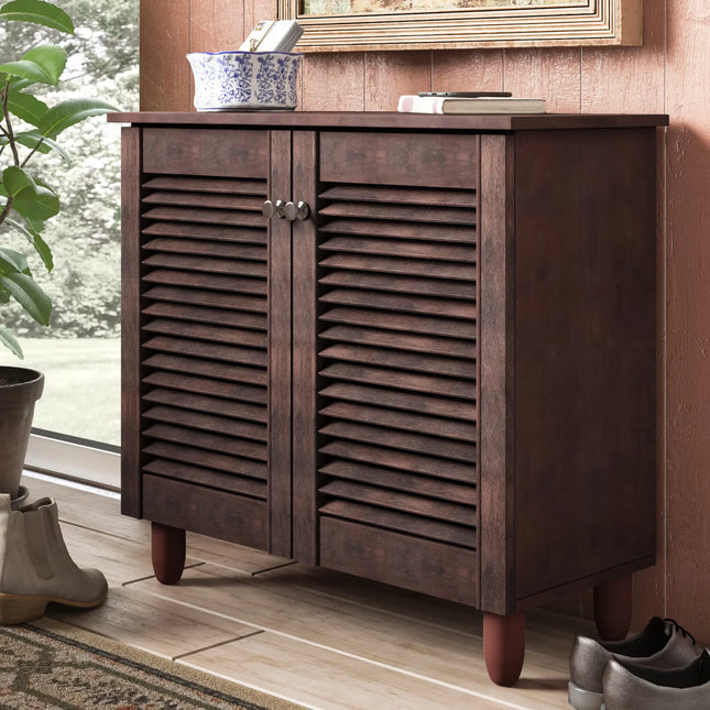Essentials - 2 Door Shoe Cabinet 77cm – Slim Narrow Hallway Shoe Storage