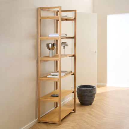 Ludza Rectangular Oak Bookcase With 6 Shelves – Stylish Storage