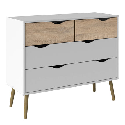 Oslo Chest Of 4 Drawers In White And Oak – Scandinavian Storage Chest