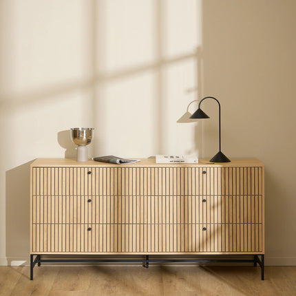 Albany Wide Chest of Drawers 6 Drawers Oak Effect 158cm