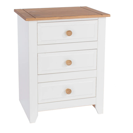 Capri - Bedside Table - 3 Drawer & Antique Waxed Pine Top