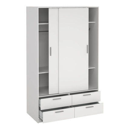 Line - Wardrobe with 2 Sliding Doors and 4 Drawers