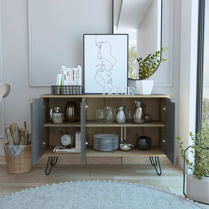Manhattan - Sideboard - 3 Door Industrial & Hairpin Legs