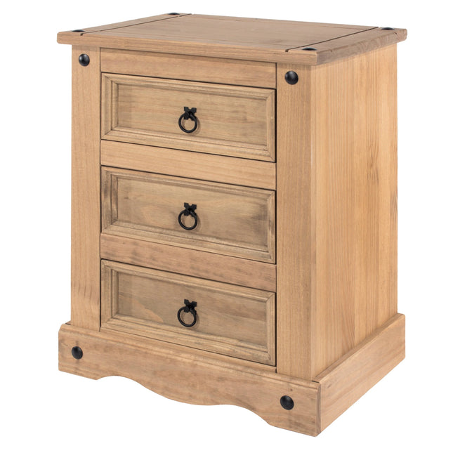 Corona - Bedside Cabinet - 3 Drawer Solid Pine Traditional