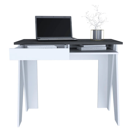 Dallas - Desk - 1 Drawer White with Angled Legs