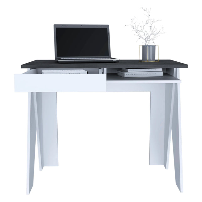 Dallas - Desk - 1 Drawer White with Angled Legs