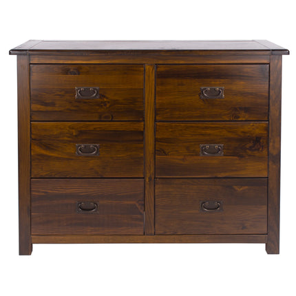 Boston - Chest of Drawers - 6 Drawer Dark Brown Pine