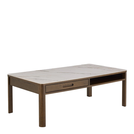 Southampton Rectangular Coffee Table with Drawer and Shelf in Cream Ceramic