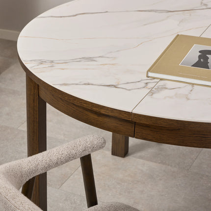 Southampton Round Extendable Dining Table Cream Ceramic 120/220cm