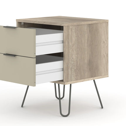 Augusta - Bedside Table - 2 Drawer & Hairpin Legs