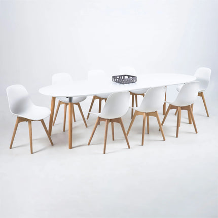 Belina - Oval Dining Table in White & Oak