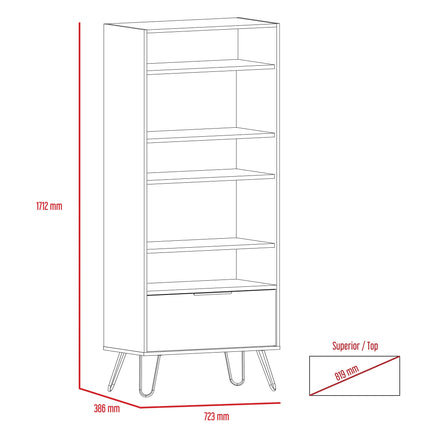 Nevada - Bookcase - 1 Door Industrial & Hairpin Legs