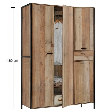 Stretton - 3 Piece Bedroom Set 4 Door Wardrobe - Rustic Oak