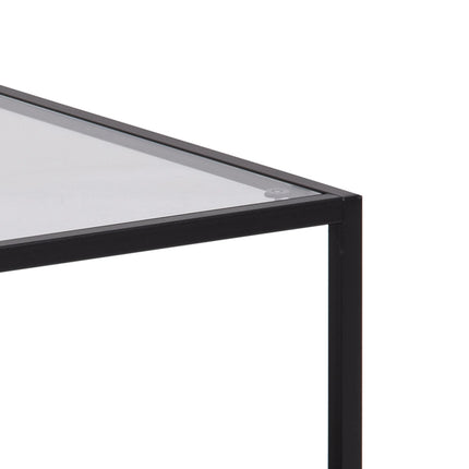 Seaford - Black Metal Coffee Table Set with Glass Top