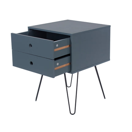 Options - Bedside Table - 2 Drawer & Hairpin Legs
