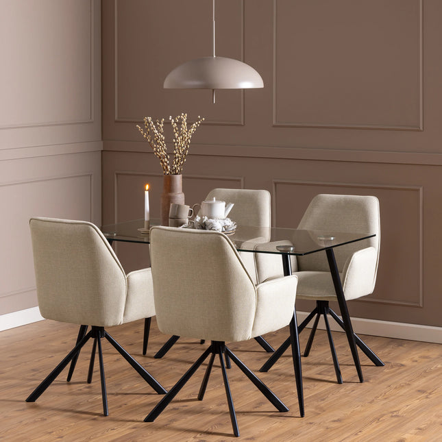 Wilma - Dining Table with Glass Top