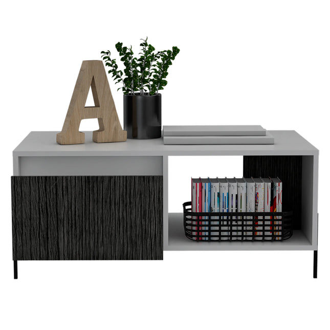 Dallas - Coffee Table - 1 Drawer White & Carbon Grey Oak