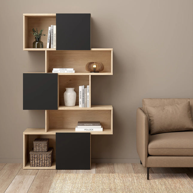 Maze Asymmetrical Bookcase With Doors, Choice Of Finishes