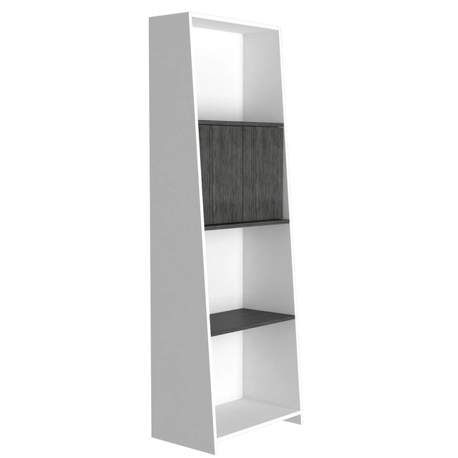 Dallas - Bookcase - 2 Door White & Grey Oak Shelves
