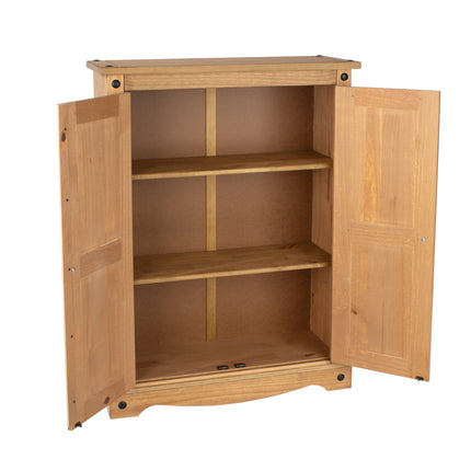 Corona White - Bookcase - 2 Door & Antique Waxed Pine Top