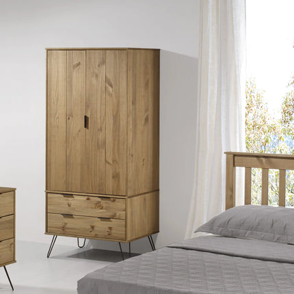 Augusta - Wardrobe - 2 Door 2 Drawer & Hairpin Legs