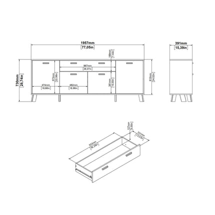 Ikast - Sideboard 4 Doors + 1 Drawer