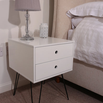 Options - Bedside Table - 2 Drawer & Hairpin Legs