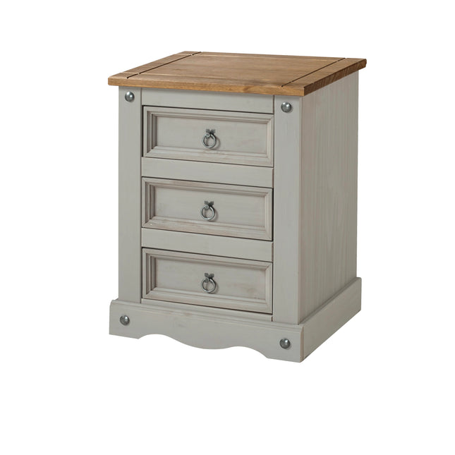 Corona - Bedside Cabinet - 3 Drawer Solid Pine Traditional