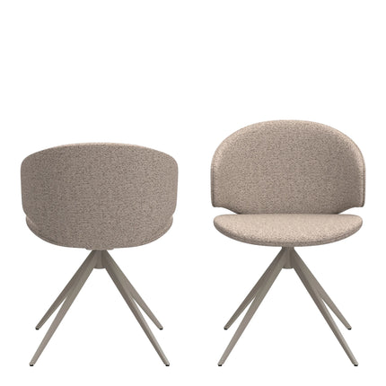 Palermo Ceramic Dining Table Grey 160x90cm with 4 Ella Swivel Beige Chairs