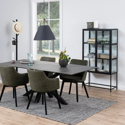 Seaford Tall Display Cabinet Glass Doors Steel 150cm