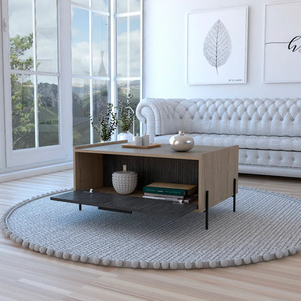 Harvard - Coffee Table - Washed Oak with Drop-Down Door