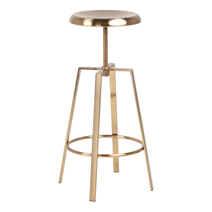 Goose Bar Stool Without Back in Gold Brushed Steel with Adjustable Height