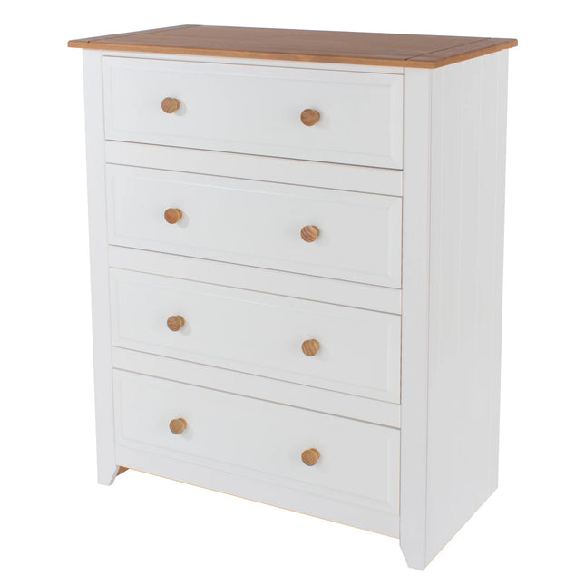 Capri - Chest of Drawers - 4 Drawer & Antique Waxed Pine Top