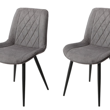 Aspen - Dining Chair Pair - Diamond Stitch Fabric & Metal Legs