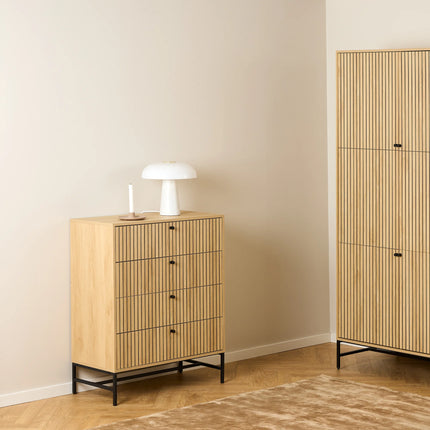 Albany Chest of 4 Drawers Oak Effect Metal Legs 100cm