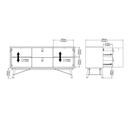Ry Sideboard 2 Doors 2 Drawers – Choice Of Matt Finishes
