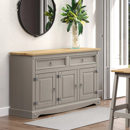 Corona White - Sideboard - 3 Door 2 Drawer & Antique Waxed Pine Top