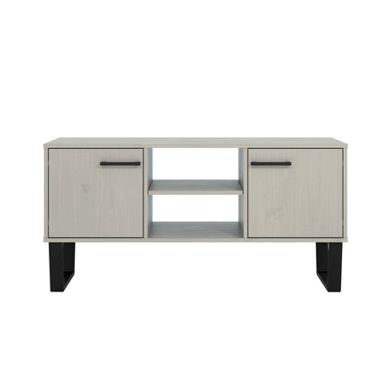 Texas - TV Unit - 2 Door Grey Waxed Pine & Metal Legs