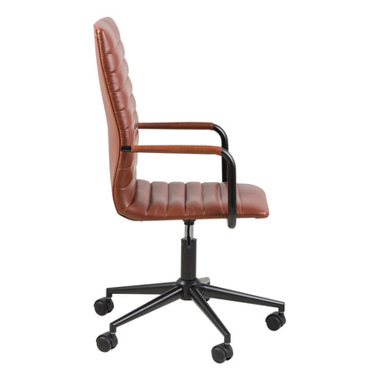 Winslow Swivel Desk Chair With Adjustable Height In Vintage Brandy