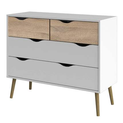Oslo Chest Of 4 Drawers In White And Oak – Scandinavian Storage Chest