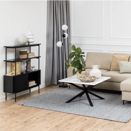 Angus - Small Bookcase with 2 Sliding Doors