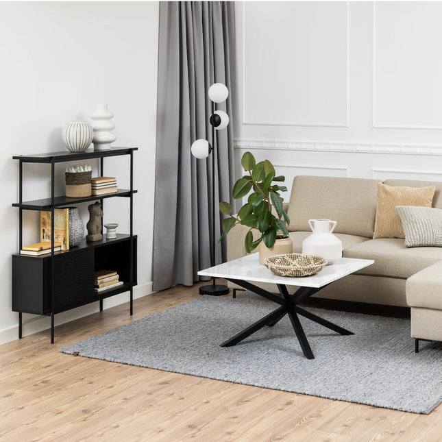 Angus - Small Bookcase with 2 Sliding Doors